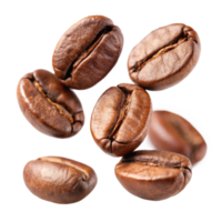 3D Roasted Coffee Beans Falling in Air Photography png