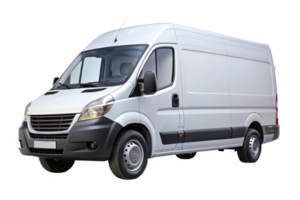 A brand new silver delivery van is shown in this image, ready for transportation and delivery services png