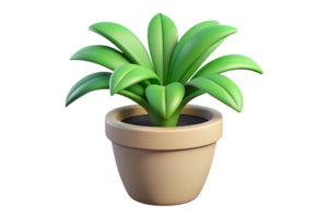 Charming 3D rendered image of a potted plant with vibrant green leaves png