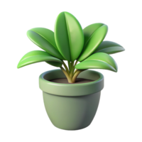 A 3D Render of a Green Plant in a Pot Simple Minimalist Design png
