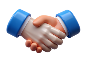 3D Render of Two Cartoon Hands Shaking in Agreement Showing Partnership and Collaboration png