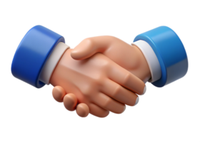 3D Render of Two Hands in a Business Handshake Agreement Showing Partnership and Collaboration png
