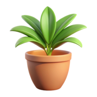 A vibrant 3D rendering of a potted plant with multiple green leaves in a terracotta pot png