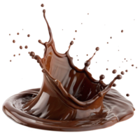 A spectacular splash of rich dark chocolate creating a delicious crown of decadent swirls and droplets png