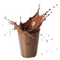 Delicious Chocolate Milk Splashing in a Glass, Creamy Brown Beverage with Dynamic Motion png