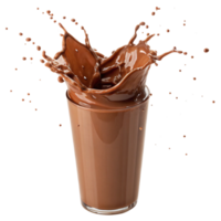 Delicious Chocolate Milk Drink Splashing in a Glass a Refreshing Beverage png