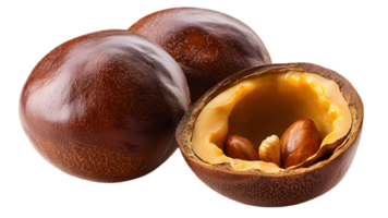 Three Passion Fruit Close Up Isolated On Black Background png