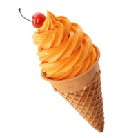 Delicious Soft Serve Ice Cream Cone with a Cherry on Top png