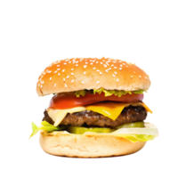 Cheeseburger with Sesame Seed and Fresh Toppings png