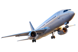 A modern passenger airplane in flight beautiful view of commercial aircraft taking off or landing png