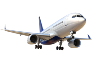 Closeup view of a modern passenger airplane during landing approach png