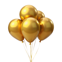 A cluster of shiny golden balloons floating against a black background png