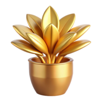 A Stunning 3D Render of a Golden Plant in a Pot A Luxurious and Elegant Decorative Item png