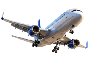Airplane landing gear down, close up view of a commercial passenger jet during approach png