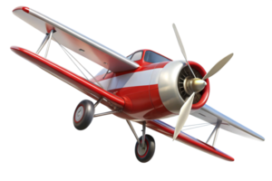 Vintage Red and White Biplane Airplane in Flight Aerial View png