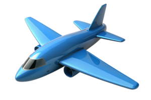 Shiny Blue Airplane Model in Flight 3D Render png
