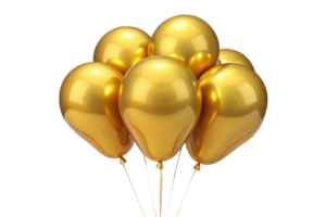 A Cluster of Shiny Golden Balloons on a Black Background png