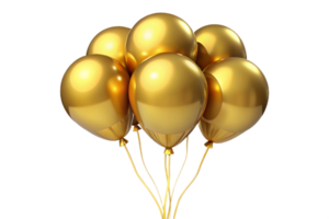 Group of Shiny Golden Balloons Floating in the Air png