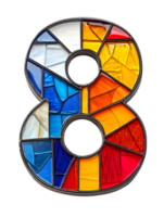 Number Eight Stained Glass Mosaic Isolated on Transparent Background Decorative Numeric Figure in Colorful Abstract Pattern png