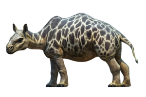 Oddi Morph Creature with Giraffe Pattern on Isolated Transparent Background Paleontological Beast Primeval Reptilian Creature Feature Close Up png