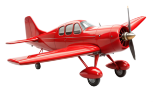 Classic Red Airplane Render 3D Model High Quality Single Engine Propeller Aircraft png