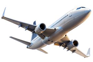 A Stunning View of a Passenger Airplane in Flight Against a Black Background png