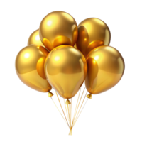 A cluster of shiny gold balloons tied together with string png