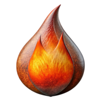 Fiery Drop of Liquid Fire Abstract 3D Render Illustration Image png