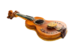 Ornate Wooden Ukulele with Intricate Inlay and Detail on a Transparent Background for Musical Applications png
