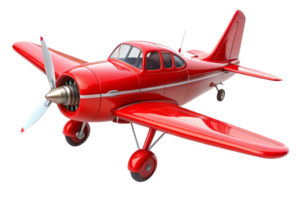 Shiny Red Classic Airplane 3D Render High Resolution Image png