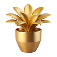 A Stunning Golden Plant in a Pot A 3D Render of a Luxurious and Elegant Houseplant png
