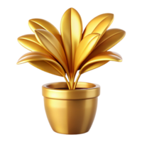 A Stunning Golden Plant in a Pot 3D Render Luxurious Wealth Prosperity Success png
