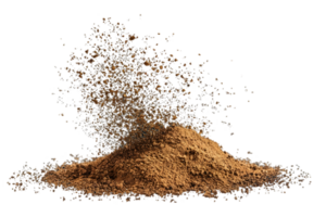 Pile of Brown Sand Particles on Transparent Background with Fine Texture and Abstract Shape png
