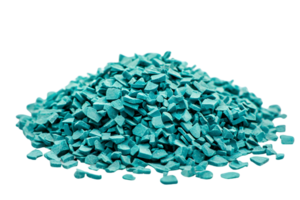 Pile of Cyan Colored Small Angular Pieces Isolated on Black Background png
