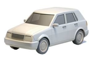 White Hatchback Car 3D Model Render Side View png