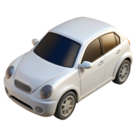A digitally rendered image of a small white car, viewed from a threequarter perspective png