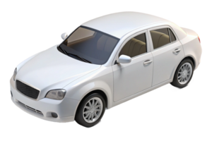 White Modern Sedan Car 3D Render Isometric View Transportation Vehicle Design png