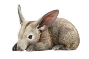 Resting Brown Rabbit Isolated on Transparent Background with Soft Lighting Showing Fur Texture Detail and Gentle Expression Looking Adorable png