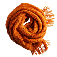 Rolled Orange Waffle Knit Scarf with Fringed Edges for Warmth and Style on Isolated Transparent Background png