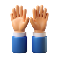 3D Render of Hands Raised in the Air Showing Five Fingers Each png