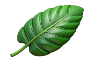 Vibrant Green Leaf 3D Render Isolated on Black Background Botanical Illustration png