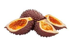 Pile of Whole and Sliced Lychees Showing Texture and Orange Pulp on Transparent Background png