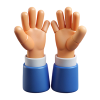 3D Render of Cartoon Hands Raised in the Air Showing Excitement and Joy png