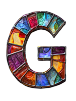 Stained Glass Letter G Bold Uppercase Alphabet Design with Intricate Mosaic Pattern on Transparent Background png