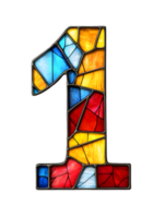 Stained Glass Number One with Vibrant Mosaic Pattern on Transparent Background Decorative Colorful Abstract Symbol Geometric Style png