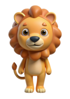 Adorable 3D Render of a Cute Cartoon Lion Cub Standing png