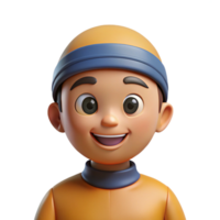 Adorable 3D Render of a Smiling Boy Wearing a Yellow Outfit and Blue Hat png