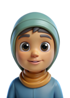 Adorable 3D Render of a Smiling Cartoon Boy Wearing a Blue Hat and Scarf png