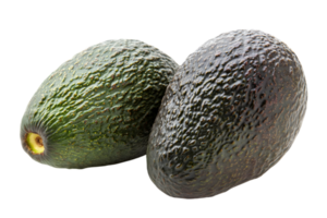 Two Fresh Avocados with Textured Green and Dark Skin on a Transparent Background Healthy Food Ingredient png