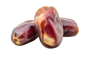Three Ripe Brown Dates on a Transparent Background Ready to Eat a Healthy Choice png